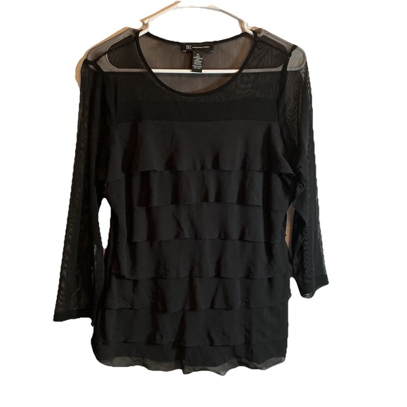 INC International Concepts Tops - INC International Concepts women's layered Ruffle Front Long Sheer Sleeve Sz XL